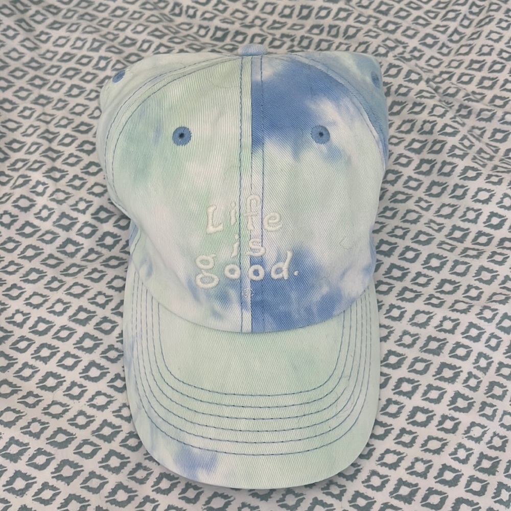 NWT Blue and Green Tie Dye Life is Good Hat Ballcap